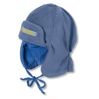 Καπέλο σκουφάκι φλις με αυτιά παιδικό χειμερινό μπλε ραφ Sterntaler Trapper Hat