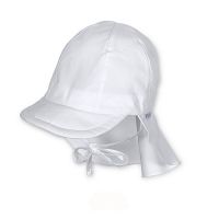 Kids' Summer Cotton Cap With Neck Cover And UV Protection Sterntaler White