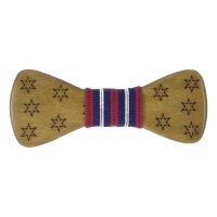 Kids' Wooden Bow Tie Victoria Blue - Red Stripes