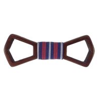Kids' Wooden Bow Tie Victoria Dark Blue With Stripes