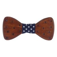 Kids' Wooden Bow - Tie With Spots Victoria Blue