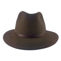 Winter Fedora Wool Hat Water Repellent Crushable Brown