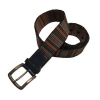 Fabric Striped Belt With Leather Stephano Corsini Blue
