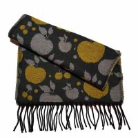 Κασκόλ γυναικείο γκρι με φρούτα Pierre Quioc Women's Scarf Fruits Grey