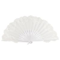 Wooden Medium White Fan With Linen Fabric And Lace Joseblay