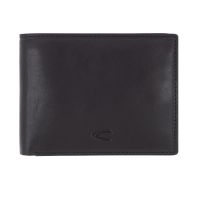 Leather Horizontal Wallet Camel Active Como Black