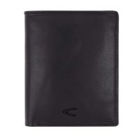 Leather Vertical Wallet Camel Active Como Black