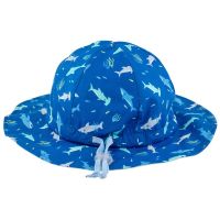 Summer Cotton Hat With UV Protection Shark Stephen Joseph Blue