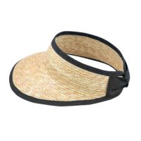 Women's Straw Visor With Black Bow