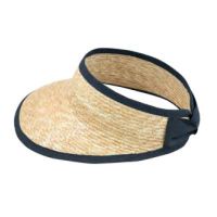 Women's Straw Visor With Blue Bow