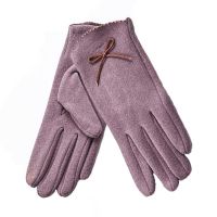 Women's Gloves With Bow Verde Lilac