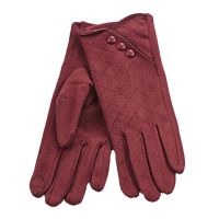Women's Gloves With Buttons Verde Bordeaux