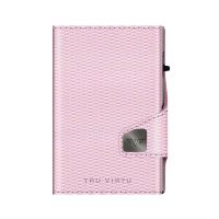 Leather Vertical Wallet Tru Virtu Click & Slide Classic Edition Rhombus Rose/Silver