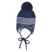 Knitted Beanie Hat With Pom - Pon Sterntaler Blue