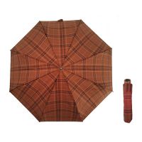 Manual Folding Umbrella With Wooden Handle The Bridge Checked Cinnamon