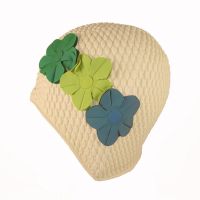 Swimming Cap With Three Flowers White