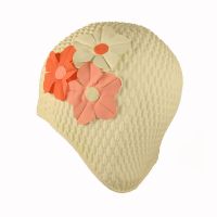 Women's Swimming Cap With Flower Bouquet White