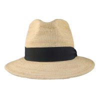 Summer Sraw Fedora Hat With Wide Black Ribbon