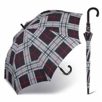 Long Automatic Umbrella Happy Rain  Golf AC Kinematic Checks Black