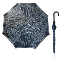 Long Automatic Satin Umbrella Vertical Logo Blue