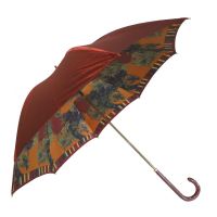 Ομπρέλα γυναικεία μεγάλη διπλή χειροκίνητη βυσσινί σατέν  Ferré‎ Stick Satin Umbrella Burgundy / Floral