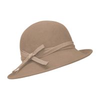 Winter Woollen Ladies Hat With Bow Beige