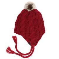 Women's Winter Earflap With Pom - Pon Chaos Taboo Dark Red