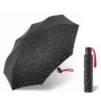 Ομπρέλα σπαστή αυτόματη μαύρη με πουά United Colors Of Benetton Mini AC Folding Umbrella Dots Black