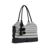 Women's Cotton Beach Bag Geometric Black / White