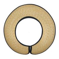 Women's Natural Straw Visor With Black Finished