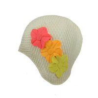 Swimming Cap With Three Flowers White