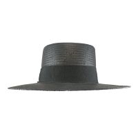 Summer Sraw Traveler Hat With Wide Grosgrain Ribbon Black