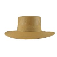 Summer Sraw Traveler Hat With Wide Grosgrain Ribbon Beige