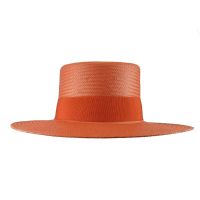 Summer Sraw Traveler Hat With Wide Grosgrain Ribbon Orange
