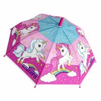 Kids Small Automatic Stick Umbrella Unicorn Be Magical Pink