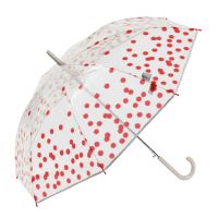 Women's Long Automatic Transparent Stick Umbrella Gotta Dots Burgundy