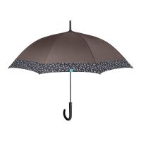 Women's Long Automatic Umbrella Perletti Time Floral Border Olive Green