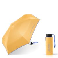 Ομπρέλα μίνι σπαστή πλακέ χειροκίνητη κίτρινη με ρέλι United Colors Of Benetton Ultra Mini Flat Folding Umbrella Golden Cream