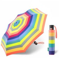 Ομπρέλα σπαστή αυτόματη πολύχρωμη ριγέ United Colors Of Benetton Mini AC Folding Umbrella Multistripe Fresh Salmon