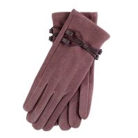 Γάντια γυναικεία υφασμάτινα με κορδόνια λιλά