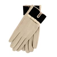 Women's 2-Tone Gloves With Bow Ecru - Black