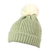 Women's Winter Knitted Beanie With Pom - Pon Green
