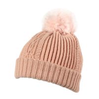 Women's Winter Knitted Beanie With Pom - Pon Pink