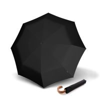 Ομπρέλα σπαστή αυτόματη με γυριστή ξύλινη λαβή μαύρη Knirps Folding Umbrella Topmatic Crook S.570 Black