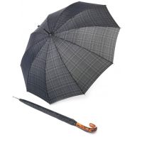 Ομπρέλα μεγάλη αυτόματη γκρι καρό με ξύλινη λαβή Knirps T.771 Stick Long AC Men's Prints Check
