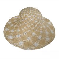 Καπέλο γυναικείο ψάθινο καλοκαιρινό καρώ φυσικό