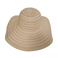 Καπέλο γυναικείο ψάθινο ριγέ Women's Straw Hat With Stripes Beige