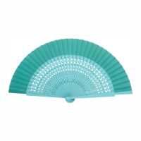 Wooden Perforated Fan Joseblay Turquoise