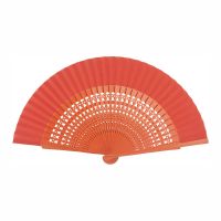 Wooden Perforated Fan Joseblay Dark Orange