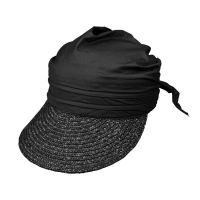 Καπέλο γείσο ψάθινο με μπαντάνα μαύρο